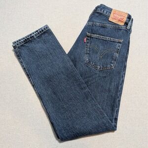Levi's 501 Original Fit Women's Blue Denim Jeans W28 L30 Button Fly Dark Wash